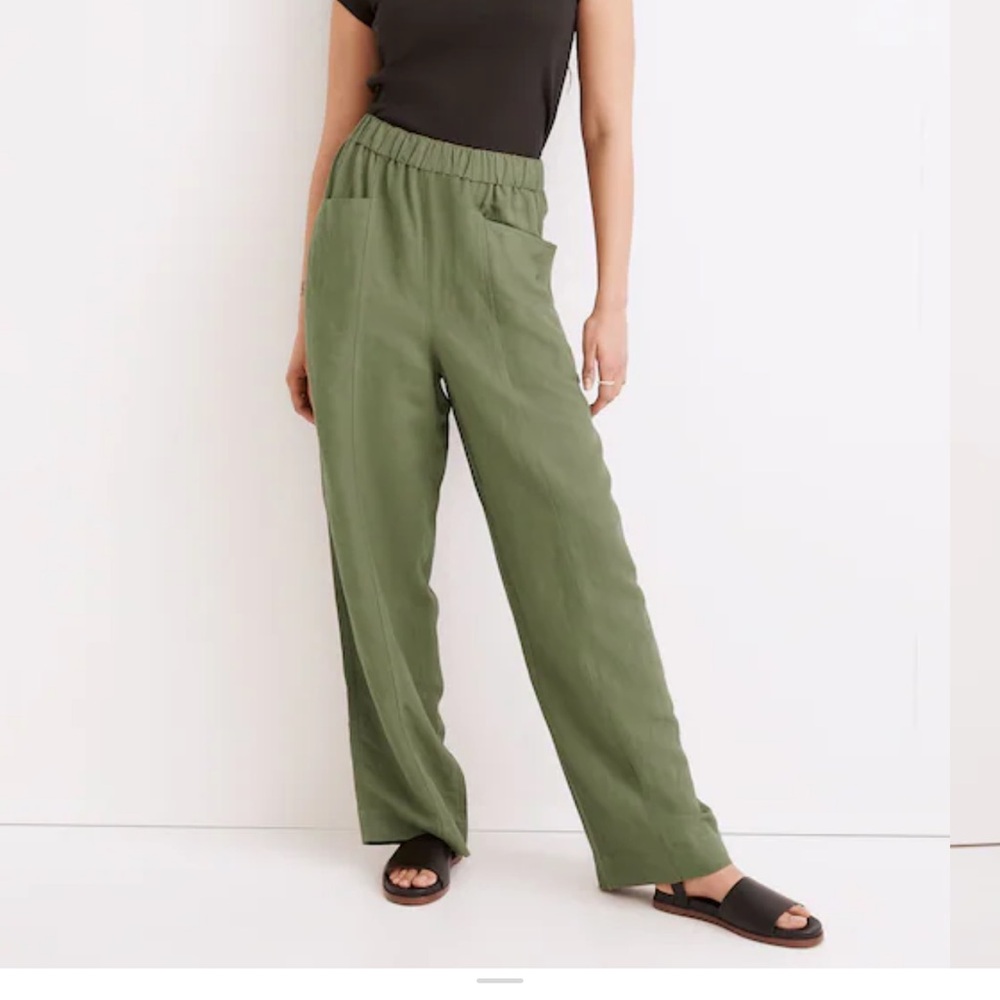 Madewell Linen-Blend Pull-On High-Rise Wide-Leg Pants